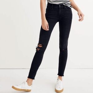 Madewell High Rise Faded Black Distressed Skinny Jeans